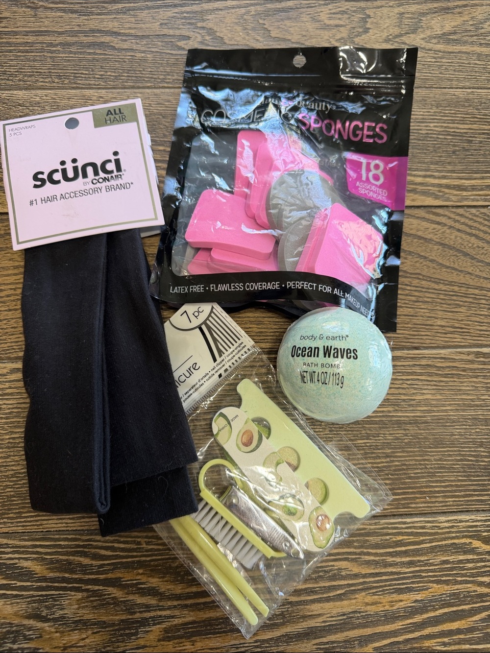 Teen Girl Self Care Gift Set Headbands bath bomb sponges pedicure set